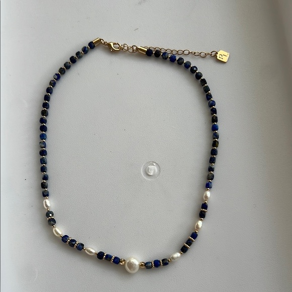Elegant Blue and Genuine Freshwater Pearl Necklace - Picture 5 of 5